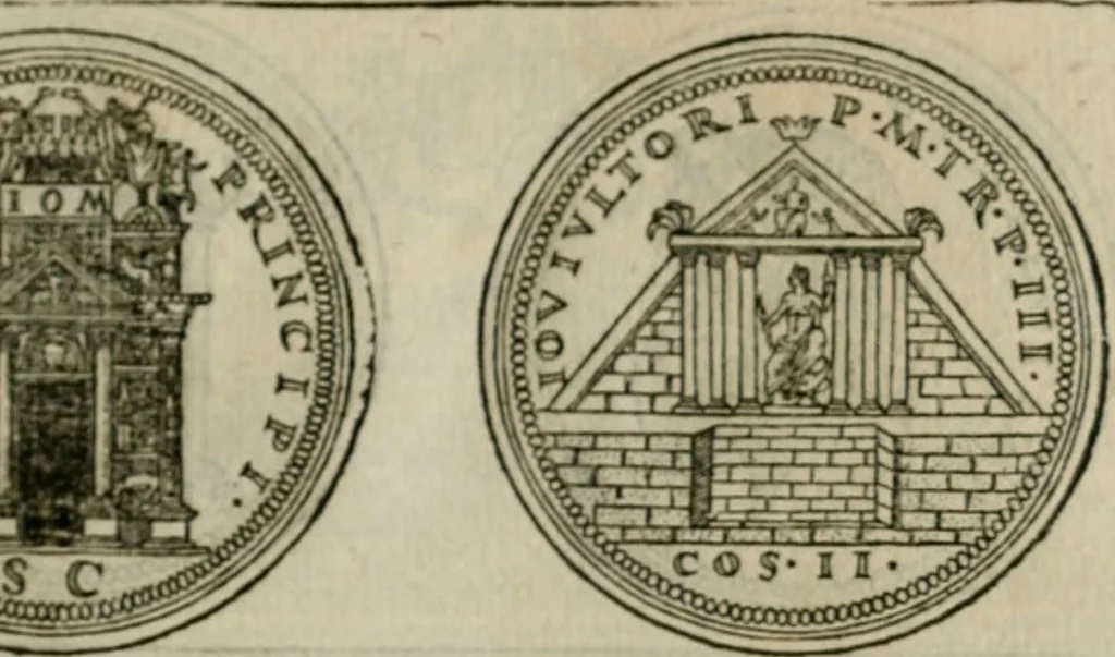 An illustration from Discours de la religion des anciens Romains--, 1581, leaf 46