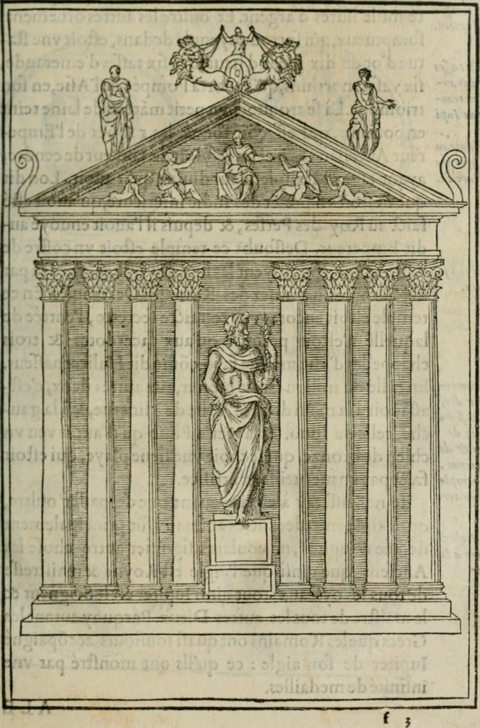 An illustration from Discours de la religion des anciens Romains--, 1581, leaf 48