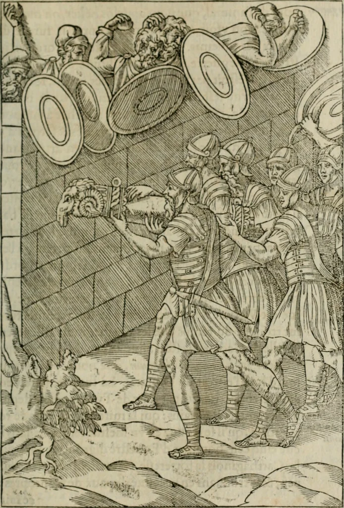 An illustration from Discours de la religion des anciens Romains--, 1581, leaf 484