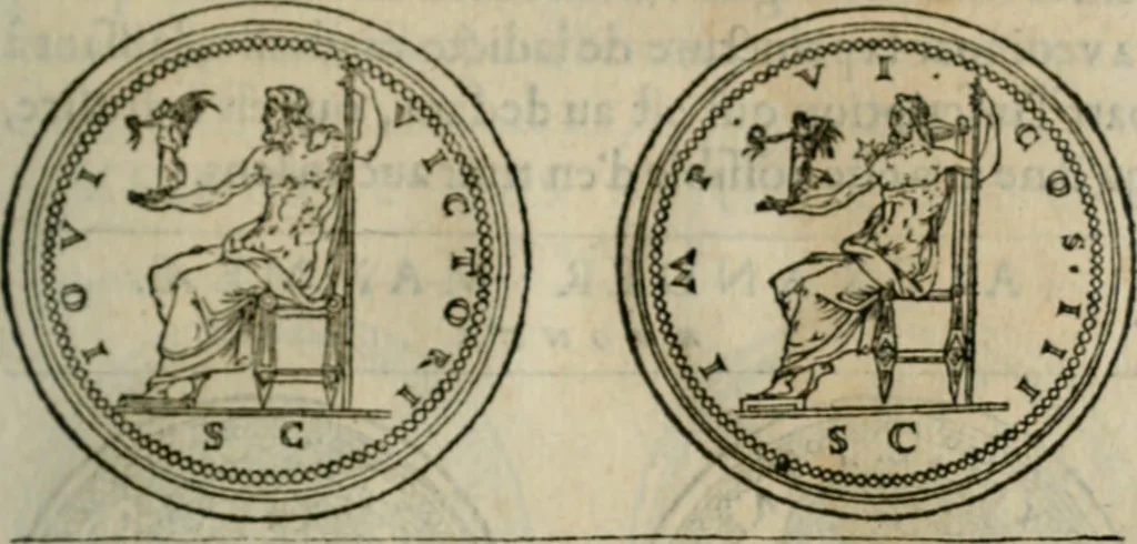 An illustration from Discours de la religion des anciens Romains--, 1581, leaf 62