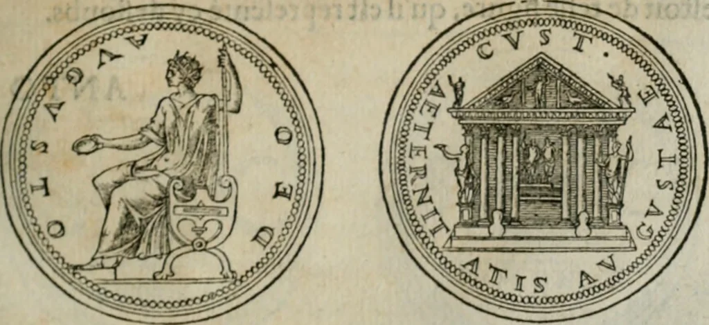 An illustration from Discours de la religion des anciens Romains--, 1581, leaf 72