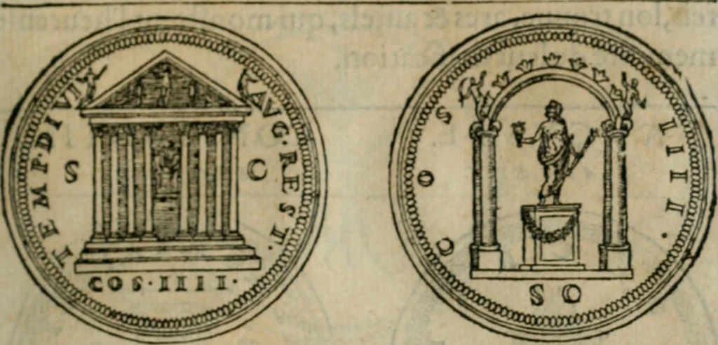An illustration from Discours de la religion des anciens Romains--, 1581, leaf 74