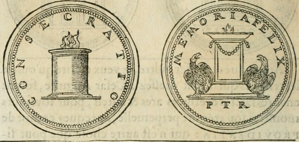 An illustration from Discours de la religion des anciens Romains--, 1581, leaf 75