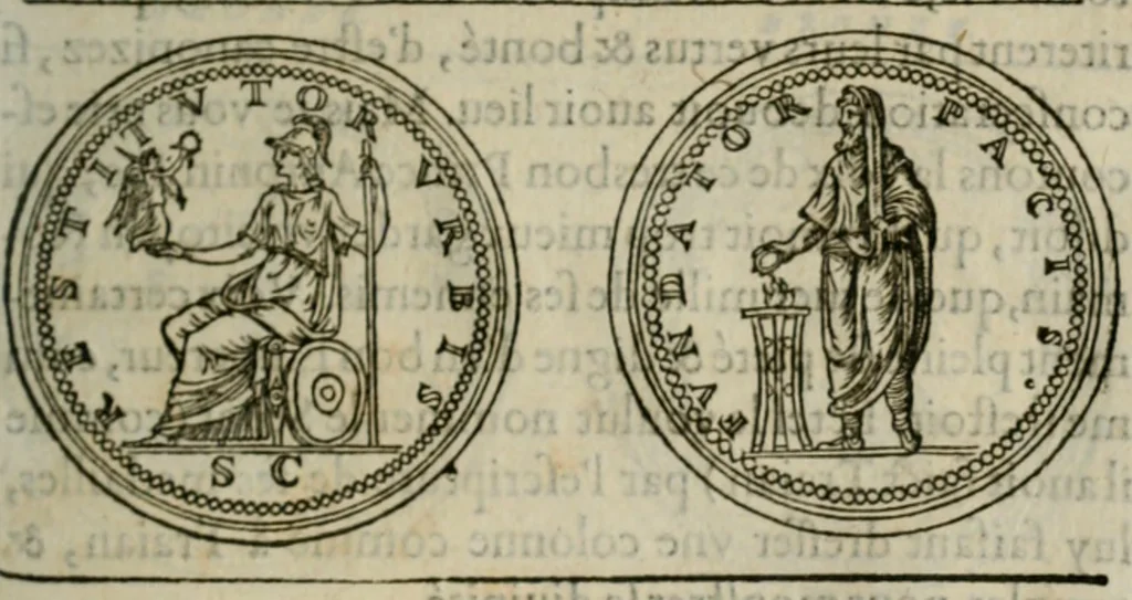 An illustration from Discours de la religion des anciens Romains--, 1581, leaf 80