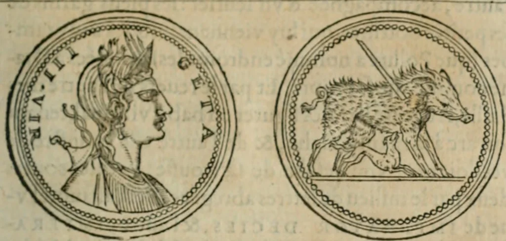 An illustration from Discours de la religion des anciens Romains--, 1581, leaf 92