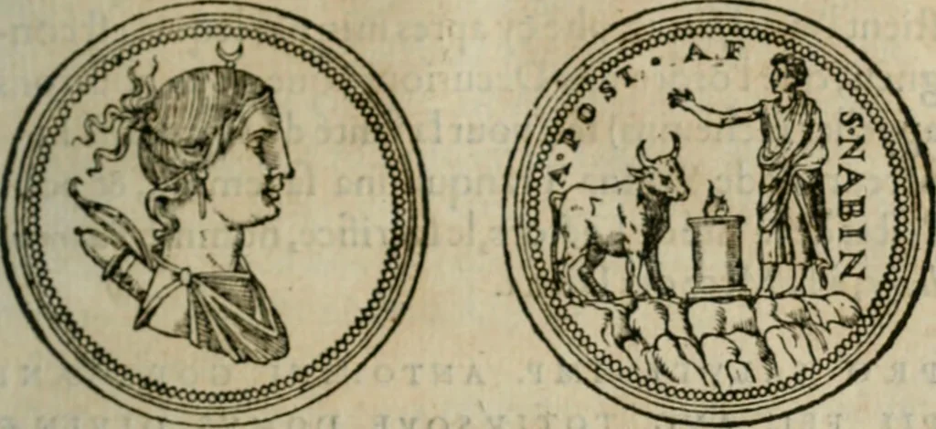 An illustration from Discours de la religion des anciens Romains--, 1581, leaf 98