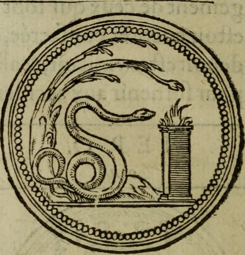 An illustration from Discours de la religion des anciens Romains : de la castrametation & discipline militaire d'iceux. Des bains & antiques exercitations grecques & romaines ..., 1581, leaf 113