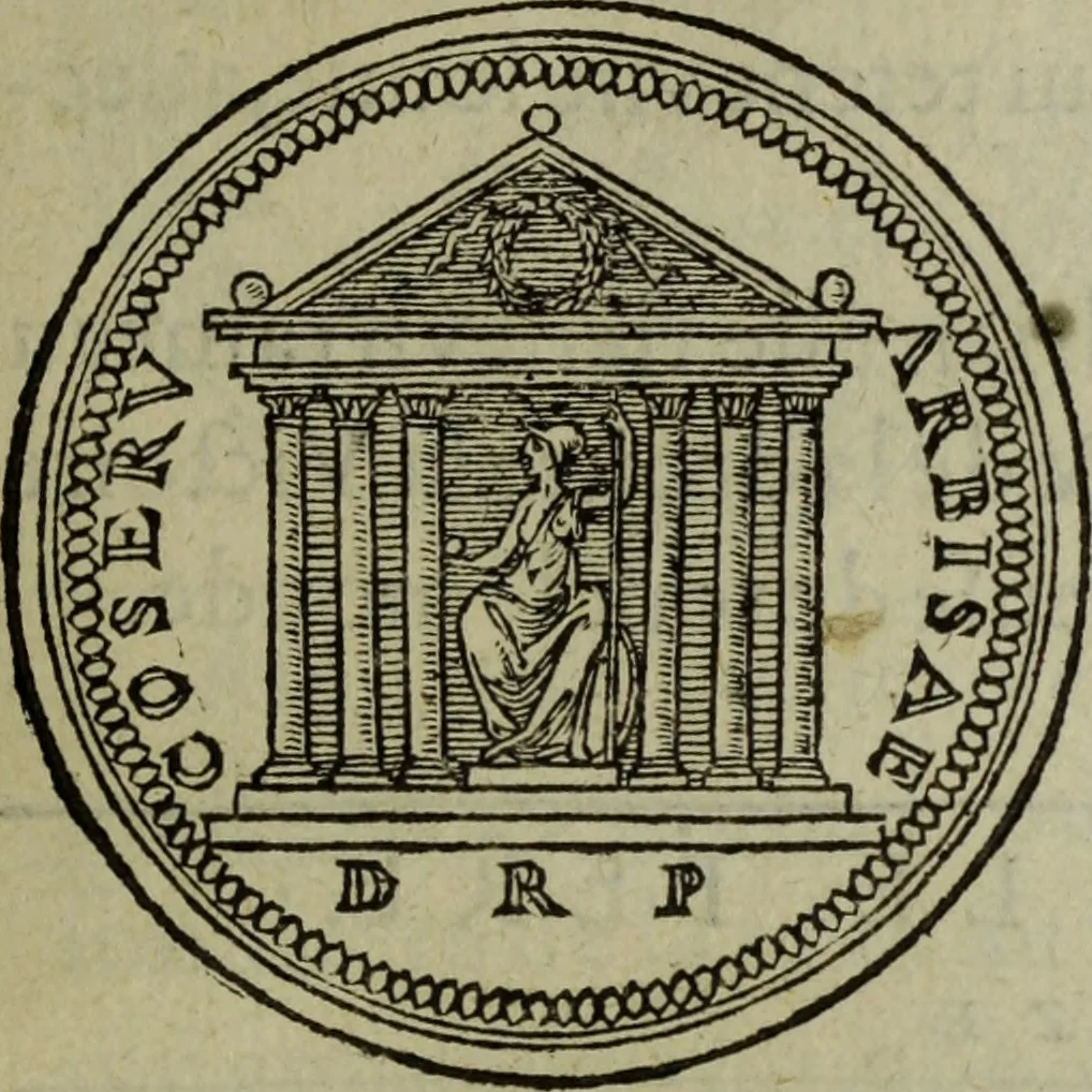 An illustration from Discours de la religion des anciens Romains : de la castrametation & discipline militaire d'iceux. Des bains & antiques exercitations grecques & romaines ..., 1581, leaf 174