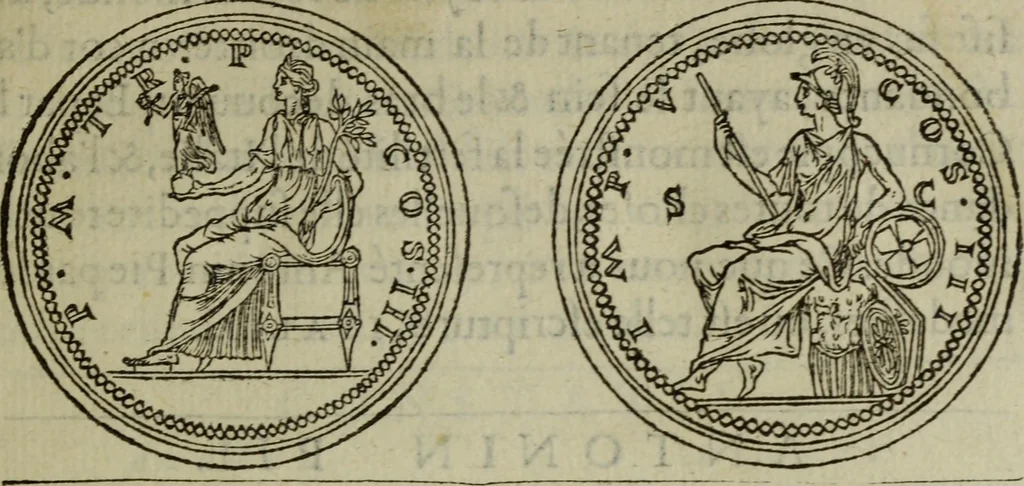 An illustration from Discours de la religion des anciens Romains : de la castrametation & discipline militaire d'iceux. Des bains & antiques exercitations grecques & romaines ..., 1581, leaf 176