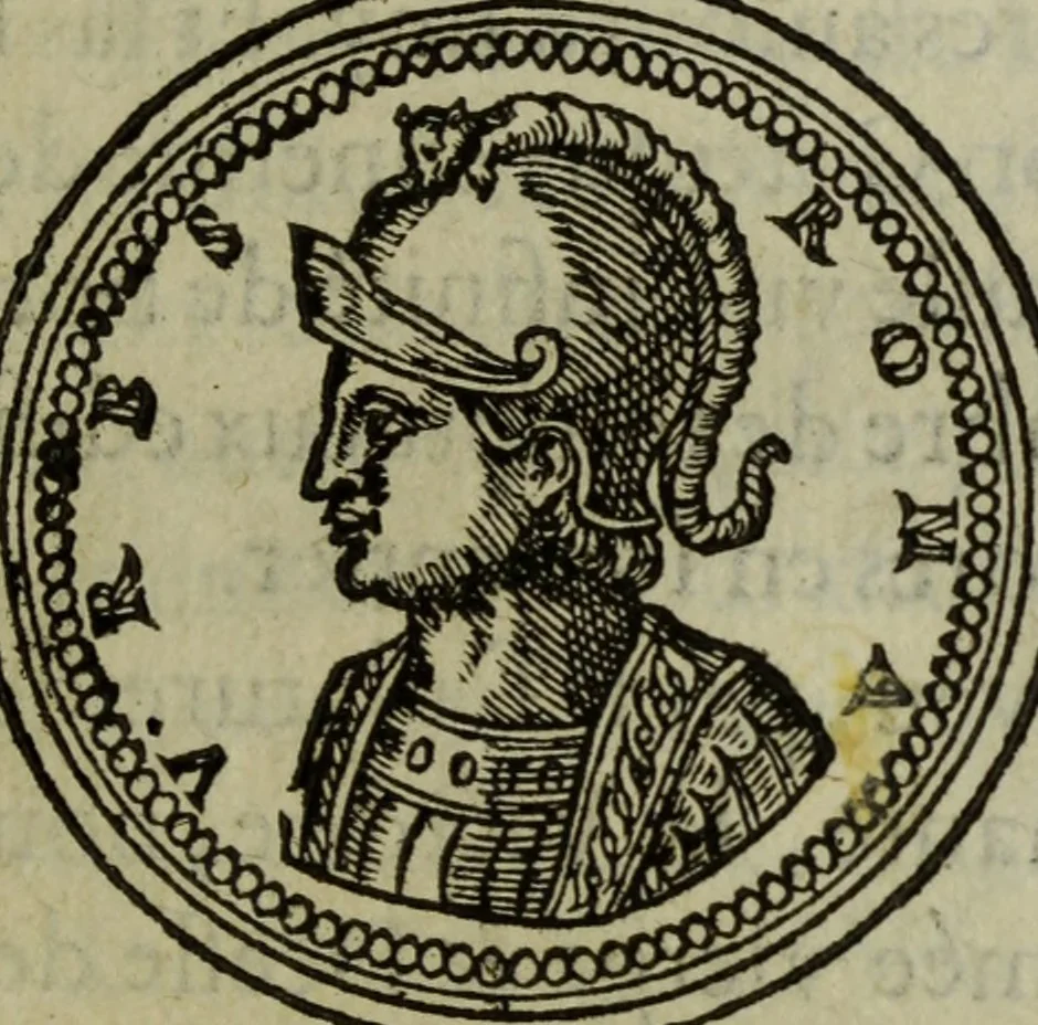 An illustration from Discours de la religion des anciens Romains : de la castrametation & discipline militaire d'iceux. Des bains & antiques exercitations grecques & romaines ..., 1581, leaf 178