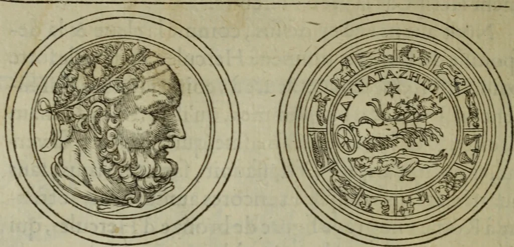 An illustration from Discours de la religion des anciens Romains : de la castrametation & discipline militaire d'iceux. Des bains & antiques exercitations grecques & romaines ..., 1581, leaf 193