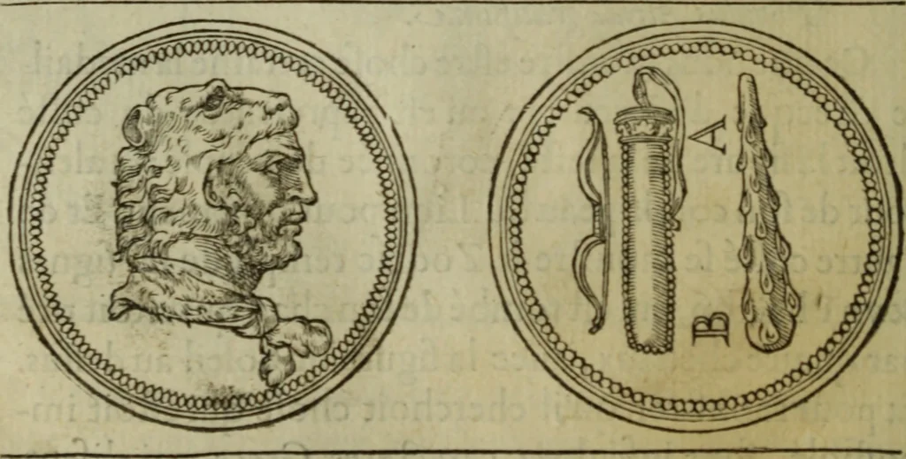 An illustration from Discours de la religion des anciens Romains : de la castrametation & discipline militaire d'iceux. Des bains & antiques exercitations grecques & romaines ..., 1581, leaf 193