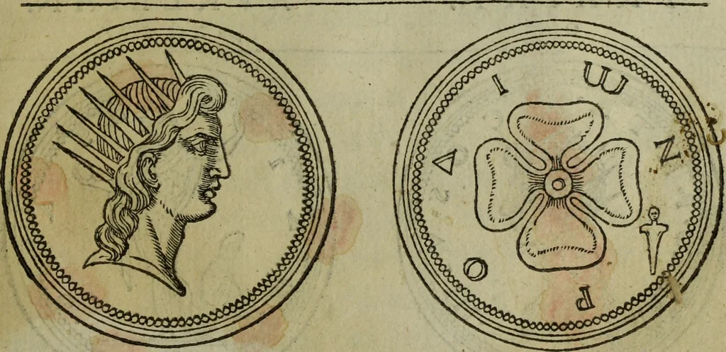 An illustration from Discours de la religion des anciens Romains : de la castrametation & discipline militaire d'iceux. Des bains & antiques exercitations grecques & romaines ..., 1581, leaf 206