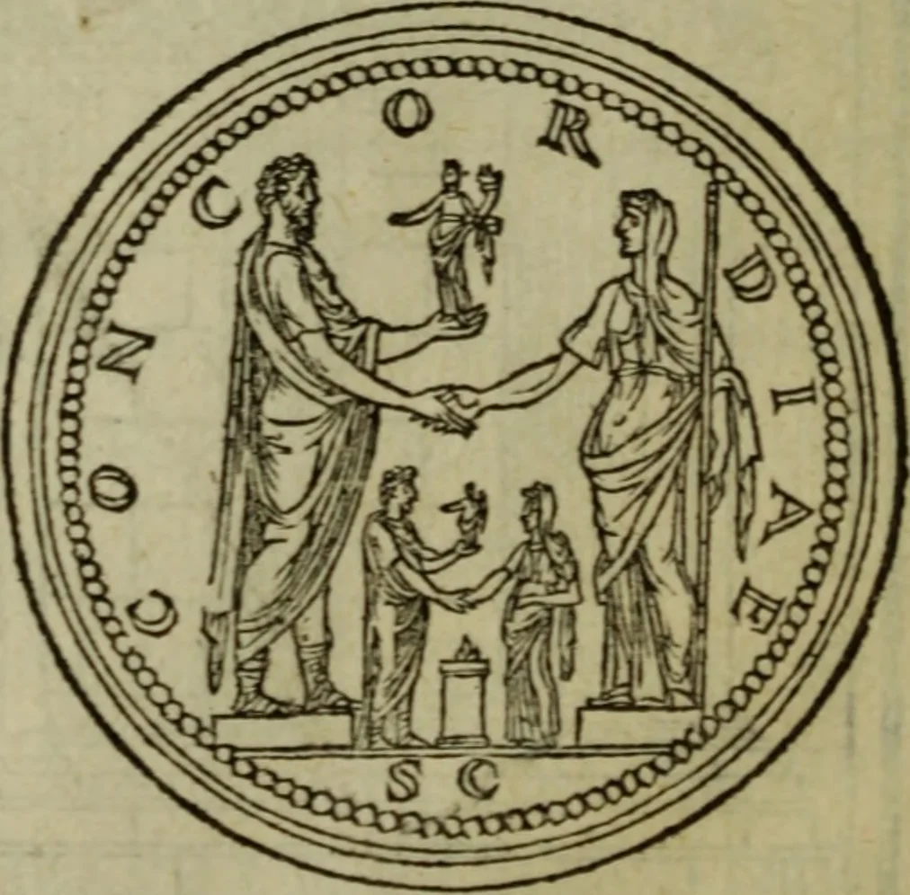 An illustration from Discours de la religion des anciens Romains : de la castrametation & discipline militaire d'iceux. Des bains & antiques exercitations grecques & romaines ..., 1581, leaf 23