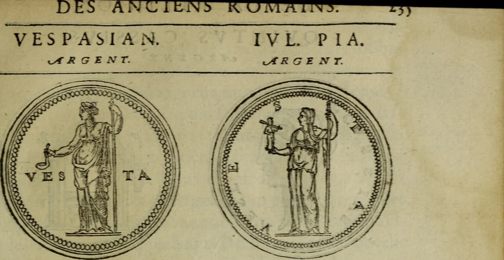 An illustration from Discours de la religion des anciens Romains : de la castrametation & discipline militaire d'iceux. Des bains & antiques exercitations grecques & romaines ..., 1581, leaf 232