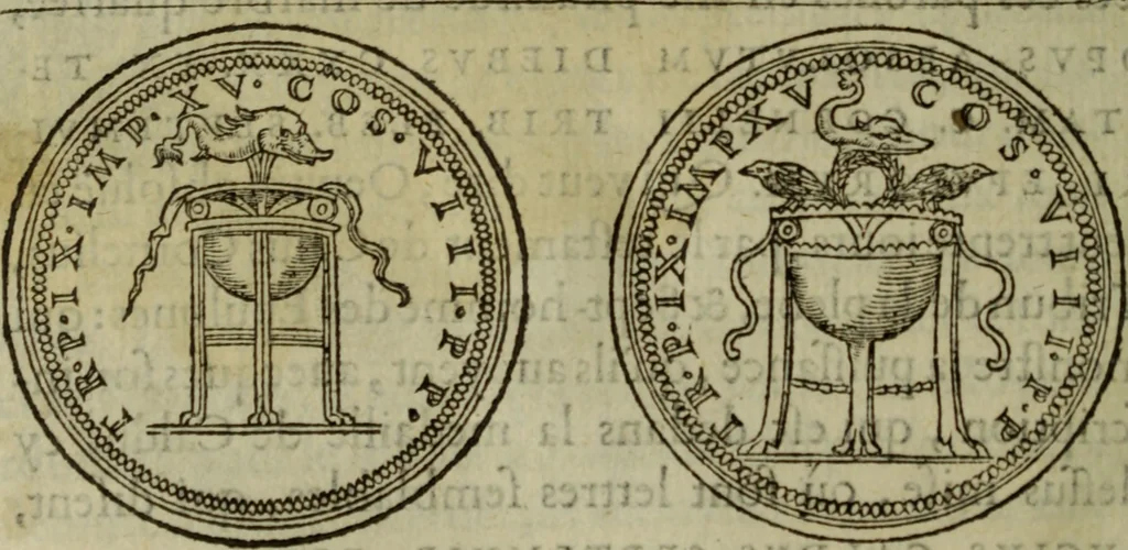 An illustration from Discours de la religion des anciens Romains : de la castrametation & discipline militaire d'iceux. Des bains & antiques exercitations grecques & romaines ..., 1581, leaf 259