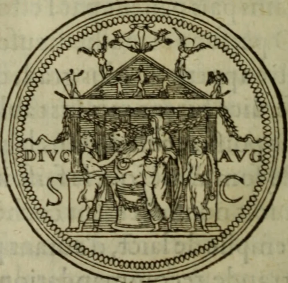 An illustration from Discours de la religion des anciens Romains : de la castrametation & discipline militaire d'iceux. Des bains & antiques exercitations grecques & romaines ..., 1581, leaf 265