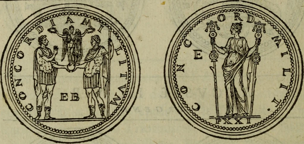 An illustration from Discours de la religion des anciens Romains : de la castrametation & discipline militaire d'iceux. Des bains & antiques exercitations grecques & romaines ..., 1581, leaf 27