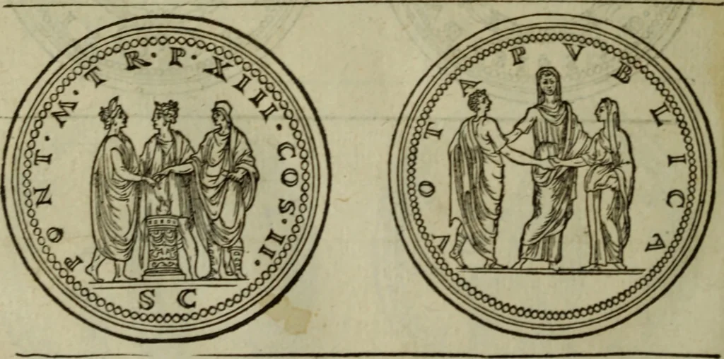 An illustration from Discours de la religion des anciens Romains : de la castrametation & discipline militaire d'iceux. Des bains & antiques exercitations grecques & romaines ..., 1581, leaf 273