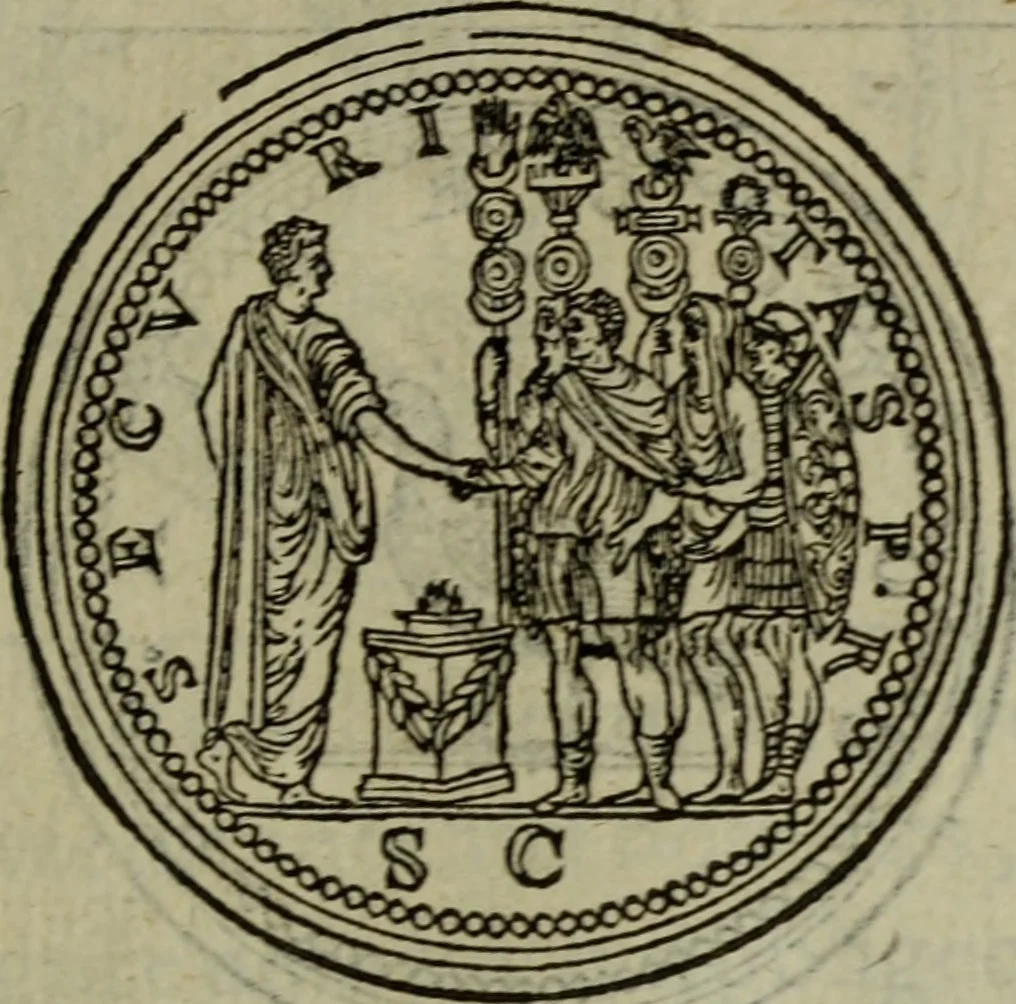 An illustration from Discours de la religion des anciens Romains : de la castrametation & discipline militaire d'iceux. Des bains & antiques exercitations grecques & romaines ..., 1581, leaf 28