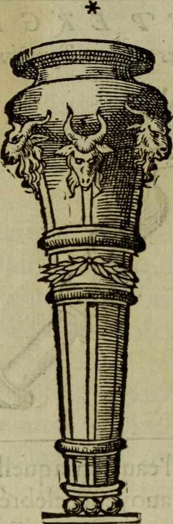 An illustration from Discours de la religion des anciens Romains : de la castrametation & discipline militaire d'iceux. Des bains & antiques exercitations grecques & romaines ..., 1581, leaf 287