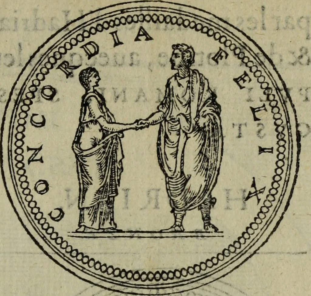 An illustration from Discours de la religion des anciens Romains : de la castrametation & discipline militaire d'iceux. Des bains & antiques exercitations grecques & romaines ..., 1581, leaf 30