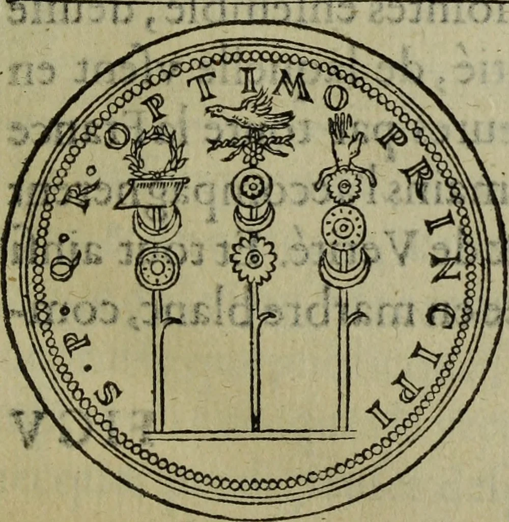 An illustration from Discours de la religion des anciens Romains : de la castrametation & discipline militaire d'iceux. Des bains & antiques exercitations grecques & romaines ..., 1581, leaf 30