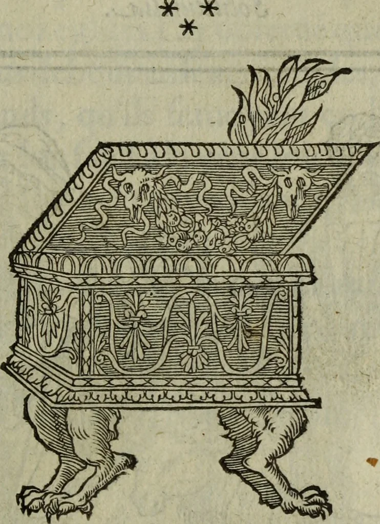 An illustration from Discours de la religion des anciens Romains : de la castrametation & discipline militaire d'iceux. Des bains & antiques exercitations grecques & romaines ..., 1581, leaf 322