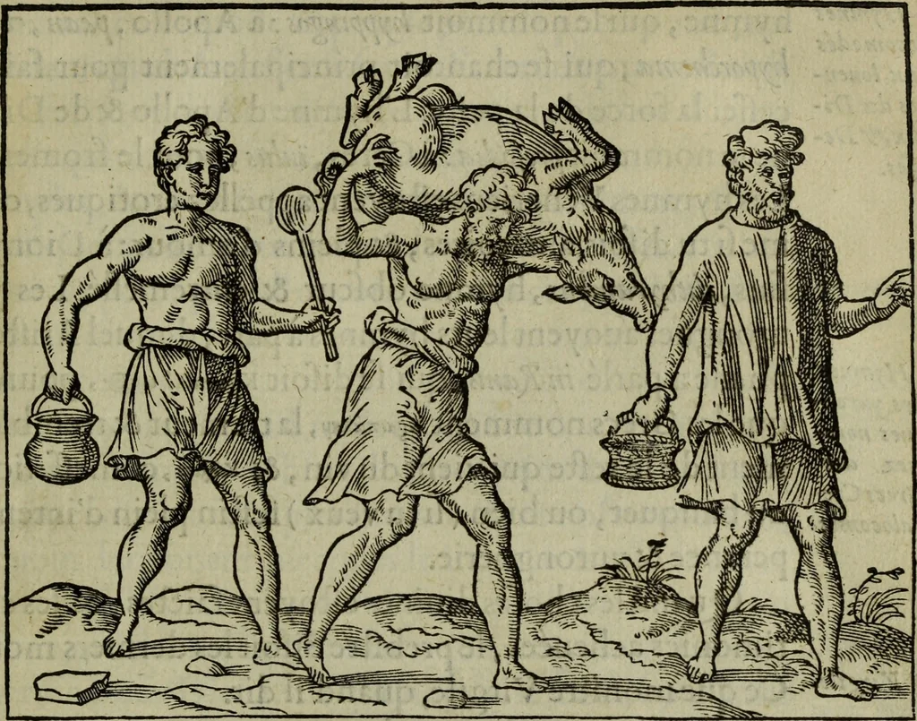 An illustration from Discours de la religion des anciens Romains : de la castrametation & discipline militaire d'iceux. Des bains & antiques exercitations grecques & romaines ..., 1581, leaf 326