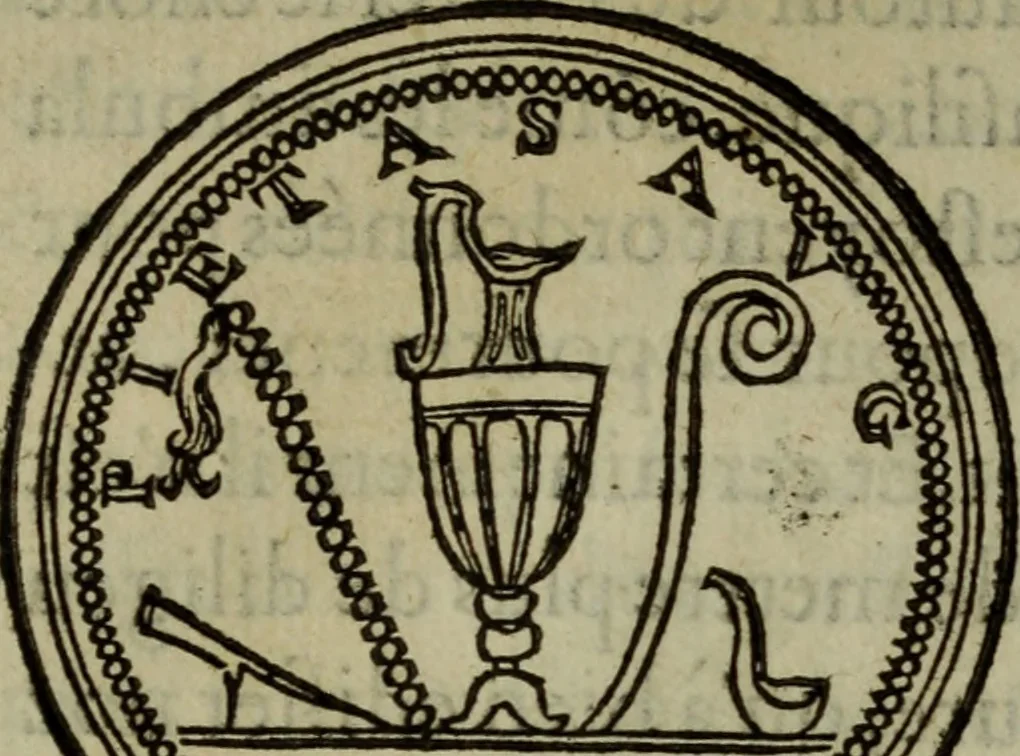 An illustration from Discours de la religion des anciens Romains : de la castrametation & discipline militaire d'iceux. Des bains & antiques exercitations grecques & romaines ..., 1581, leaf 329