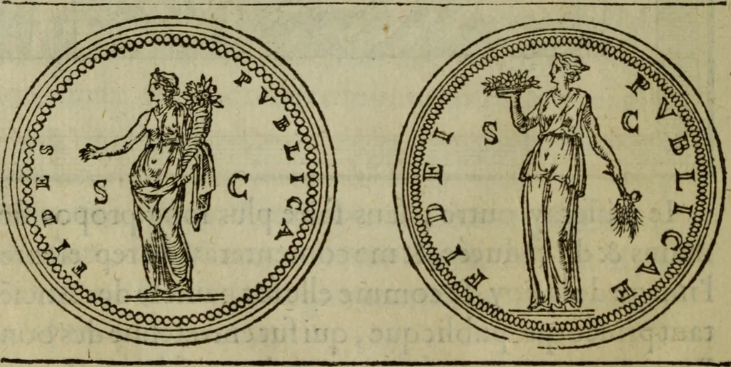 An illustration from Discours de la religion des anciens Romains : de la castrametation & discipline militaire d'iceux. Des bains & antiques exercitations grecques & romaines ..., 1581, leaf 33