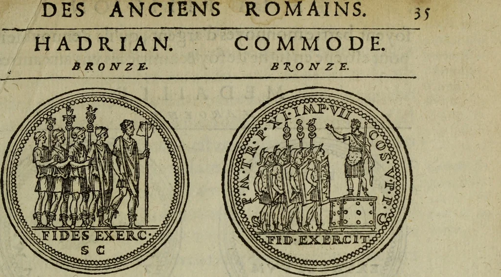An illustration from Discours de la religion des anciens Romains : de la castrametation & discipline militaire d'iceux. Des bains & antiques exercitations grecques & romaines ..., 1581, leaf 34