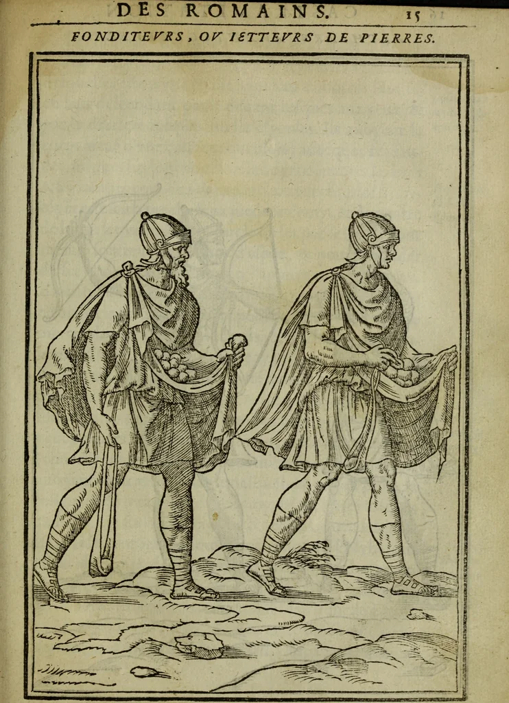 An illustration from Discours de la religion des anciens Romains : de la castrametation & discipline militaire d'iceux. Des bains & antiques exercitations grecques & romaines ..., 1581, leaf 408