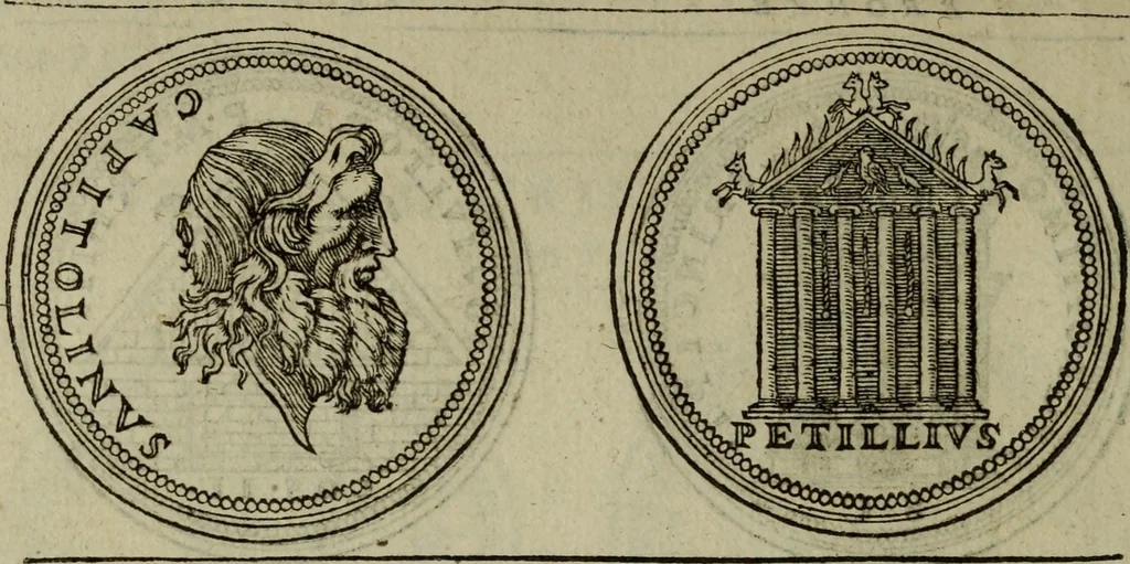 An illustration from Discours de la religion des anciens Romains : de la castrametation & discipline militaire d'iceux. Des bains & antiques exercitations grecques & romaines ..., 1581, leaf 43