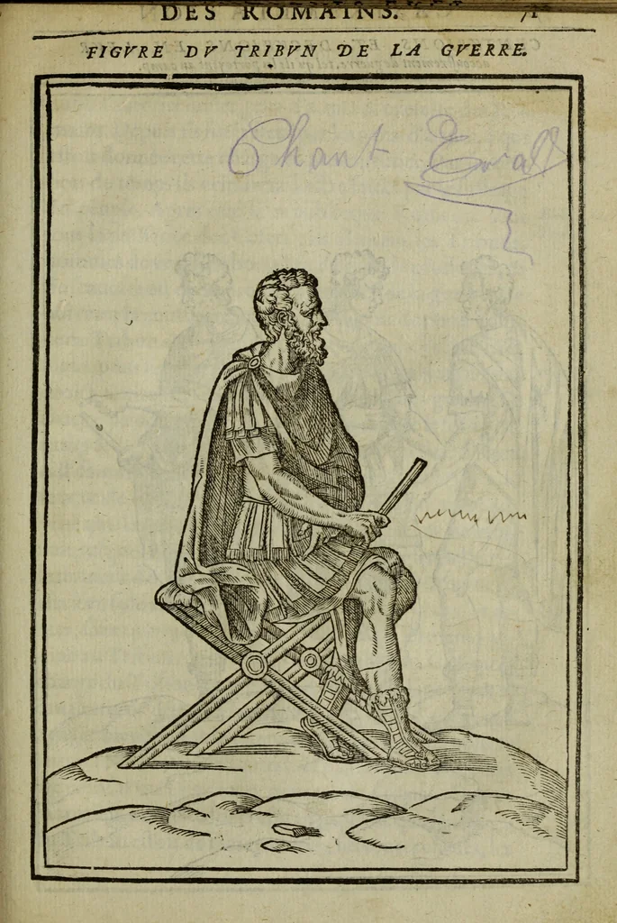 An illustration from Discours de la religion des anciens Romains : de la castrametation & discipline militaire d'iceux. Des bains & antiques exercitations grecques & romaines ..., 1581, leaf 464