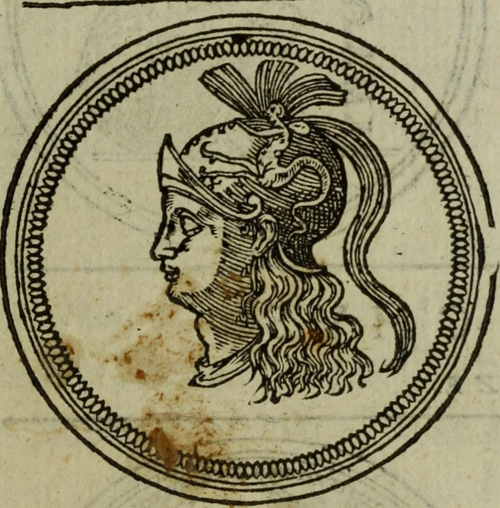 An illustration from Discours de la religion des anciens Romains : de la castrametation & discipline militaire d'iceux. Des bains & antiques exercitations grecques & romaines ..., 1581, leaf 50