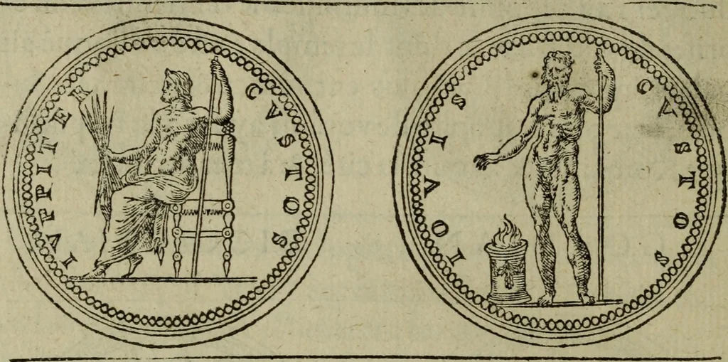 An illustration from Discours de la religion des anciens Romains : de la castrametation & discipline militaire d'iceux. Des bains & antiques exercitations grecques & romaines ..., 1581, leaf 63