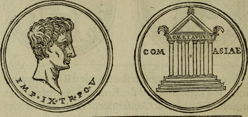 An illustration from Discours de la religion des anciens Romains : de la castrametation & discipline militaire d'iceux. Des bains & antiques exercitations grecques & romaines ..., 1581, leaf 65