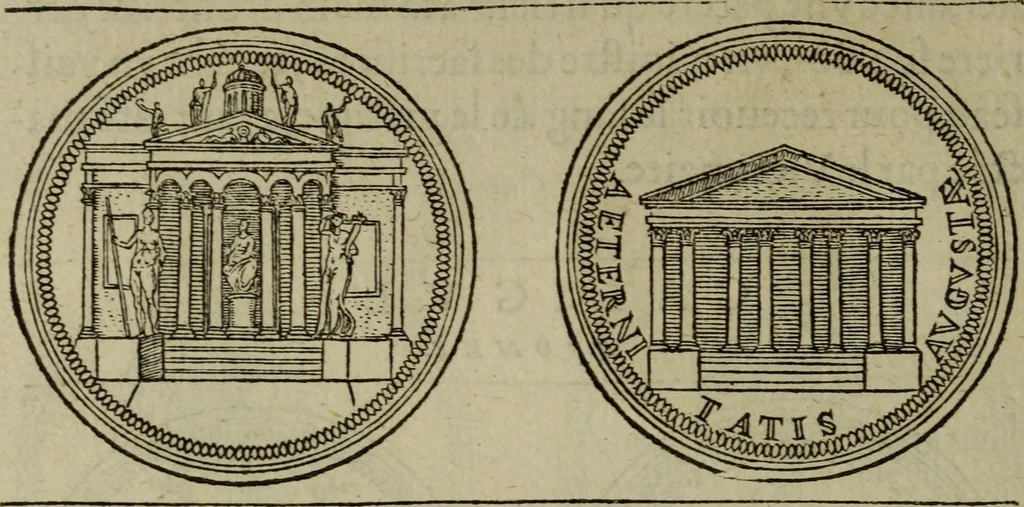 An illustration from Discours de la religion des anciens Romains : de la castrametation & discipline militaire d'iceux. Des bains & antiques exercitations grecques & romaines ..., 1581, leaf 67