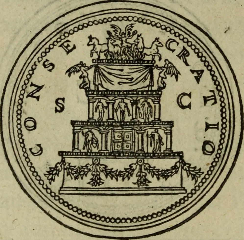 An illustration from Discours de la religion des anciens Romains : de la castrametation & discipline militaire d'iceux. Des bains & antiques exercitations grecques & romaines ..., 1581, leaf 77