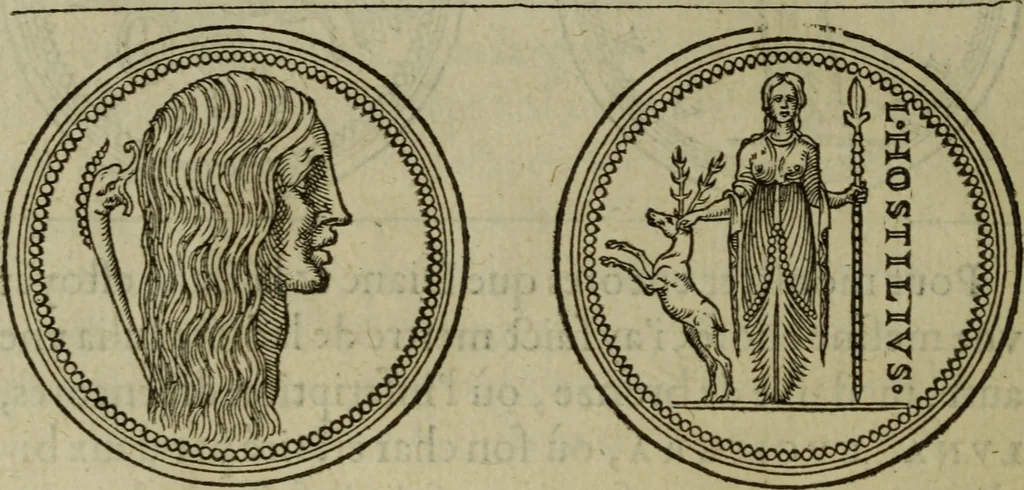 An illustration from Discours de la religion des anciens Romains : de la castrametation & discipline militaire d'iceux. Des bains & antiques exercitations grecques & romaines ..., 1581, leaf 85