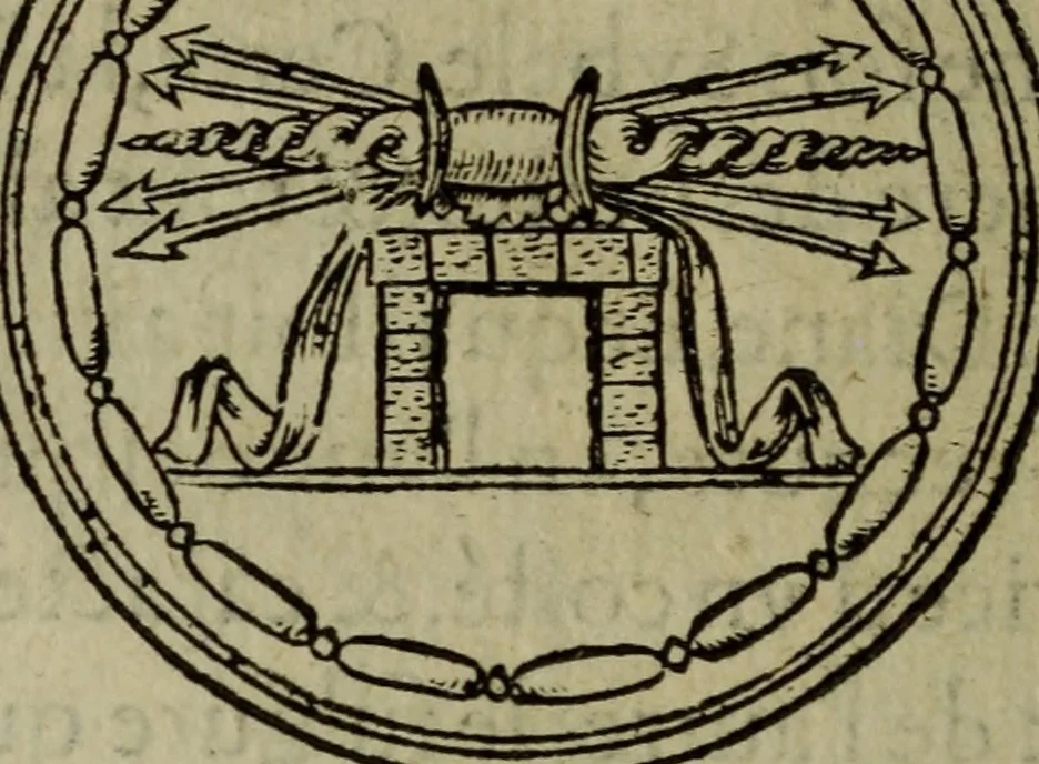 An illustration from Discours de la religion des anciens Romains : de la castrametation & discipline militaire d'iceux. Des bains & antiques exercitations grecques & romaines ..., 1581, leaf 97