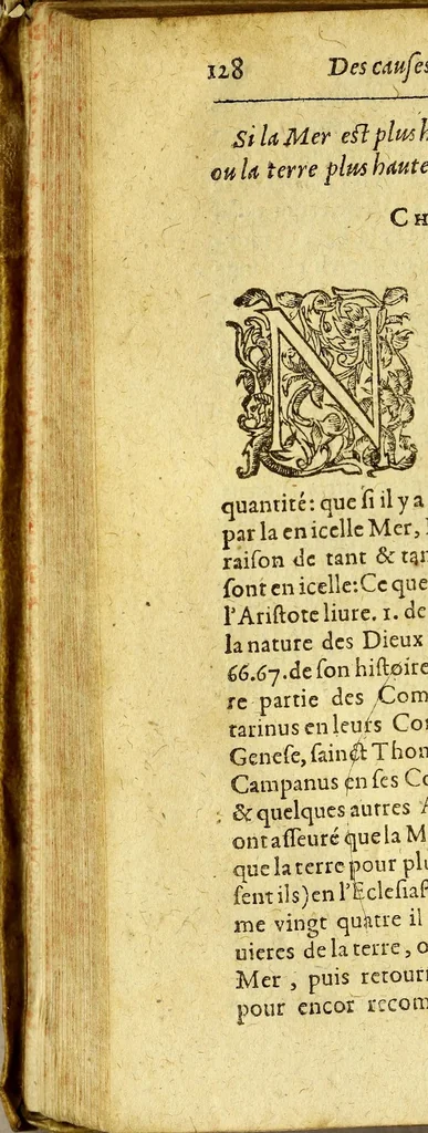 An illustration from Discours de la verité : des causes et effects, des divers cours, mouuements, flux, reflux, & faleure de la mer oceane, Mer Mediterranee & autres mers de la terre., 1600, leaf 140
