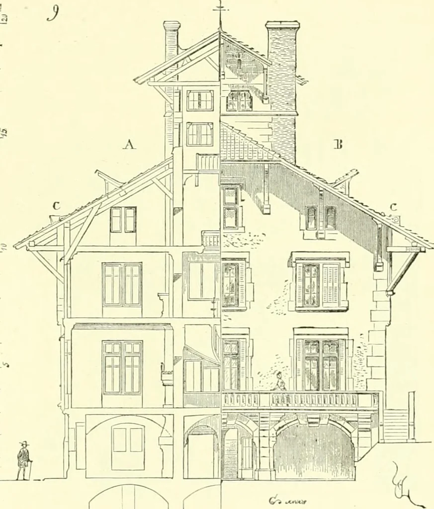 An illustration from Discourses on architecture, 1875, leaf 413