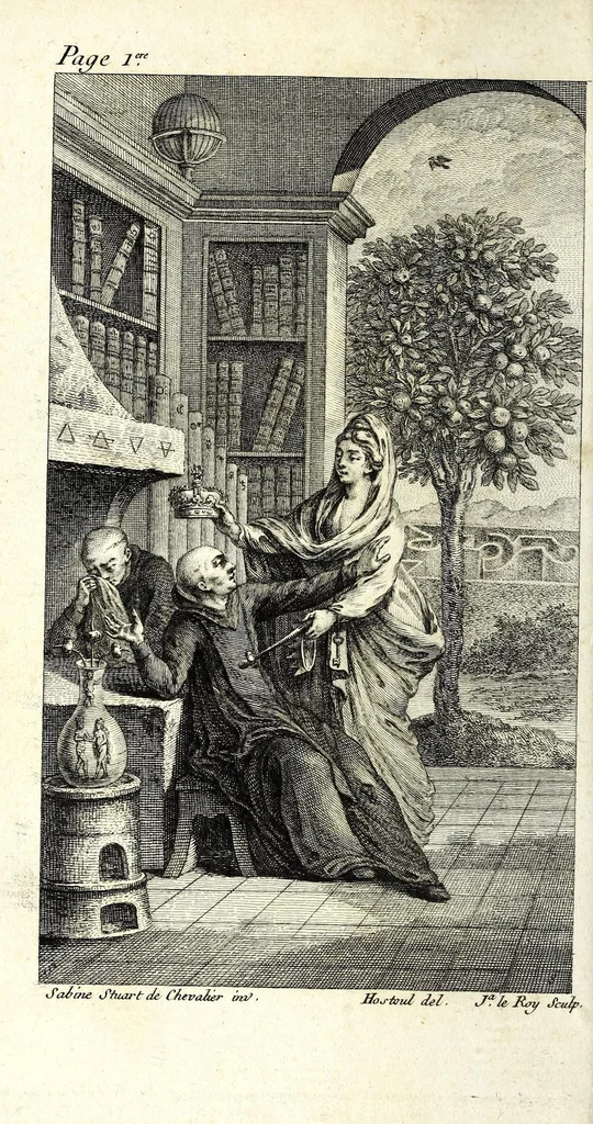 An illustration from Discours philosophique sur les trois principes animal, végétal et minéral, ou, La clef du sanctuaire philosophique, 1781, leaf 32