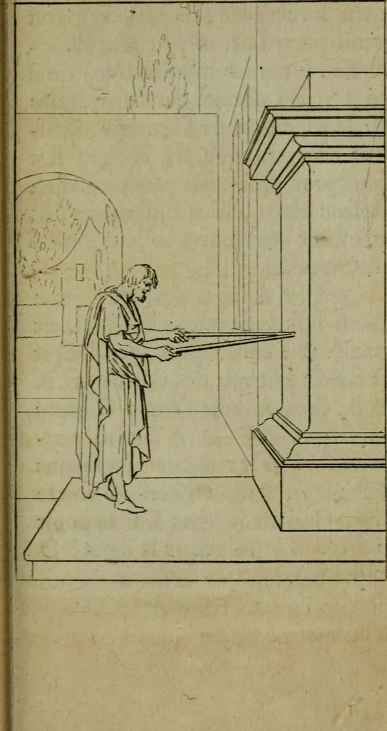 An illustration from Discours touchant le point de veue : dans lequel il est prouvé que les choses qu'on voit distinctement, ne sont veuës que d'un il, 1679, leaf 62