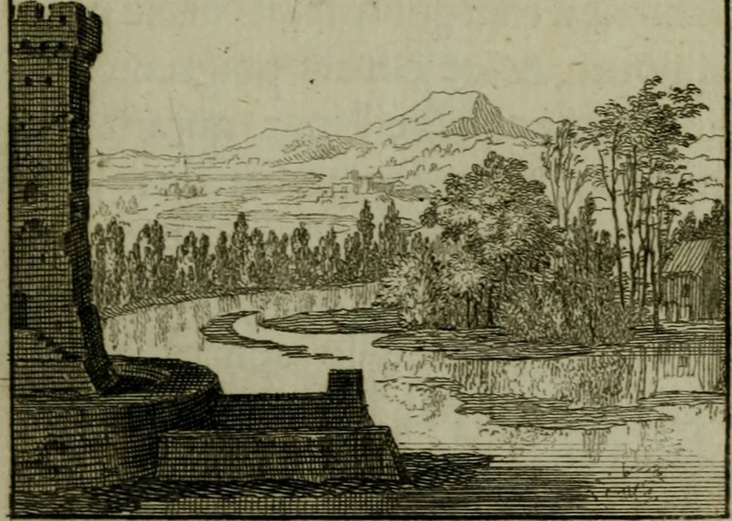 An illustration from Discours touchant le point de veue : dans lequel il est prouvé que les choses qu'on voit distinctement, ne sont veuës que d'un il, 1679, leaf 82