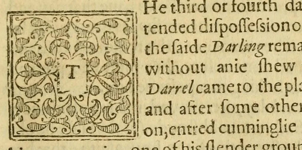 An illustration from A discovery of the fraudulent practises of Iohn Darrel ... detecting in some sort the deceitfull trade in these latter dayes of casting out devils, 1599, leaf 269