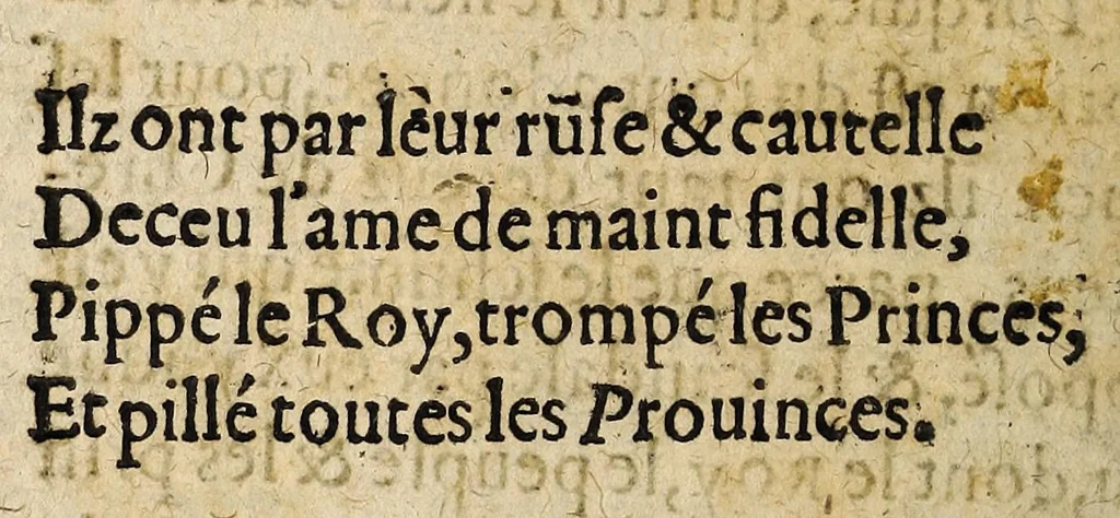 An illustration from Discovrs de la fuyte des impositeurs italiens. Et des regretz qu'ilz font de quieter la France. Et de leur route vers les pays de Barbarie., 1589, leaf 24