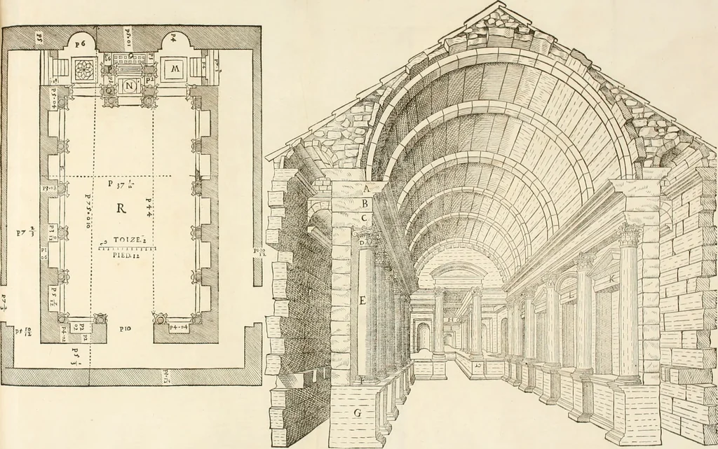 An illustration from Discovrs historial de l'antiqve et illvstre cité de Nismes en la Gaule narbonoise : auec les portraitz des plus antiques & insignes bastimens dudit lieu, reduitz à leur vraye mesure & proportion, ensemble de l'antique & moderne ville, 1560, leaf 109
